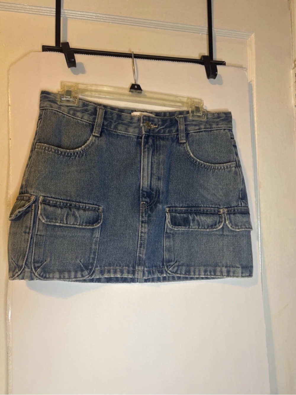 Zara Cargo Jean Skirt - Light Blue